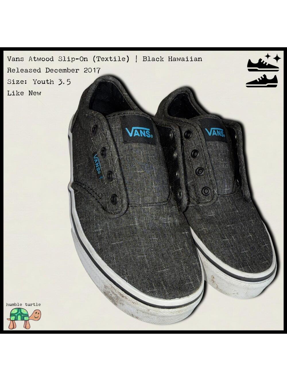Vans Atwood Slip-On Textile Black Hawaiian Youth Sneakers